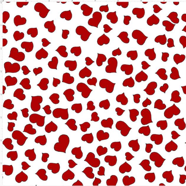 Loralie Design Little Hearts Red on White   By the Half yard   cut continuously