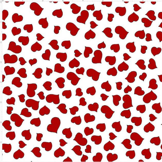 Loralie Design Little Hearts Red on White   By the Half yard   cut continuously