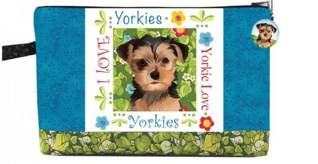 Jody Houghton Printed Fabric Zipper Pouch Set   Yorkie Dog   with Zipper Pull