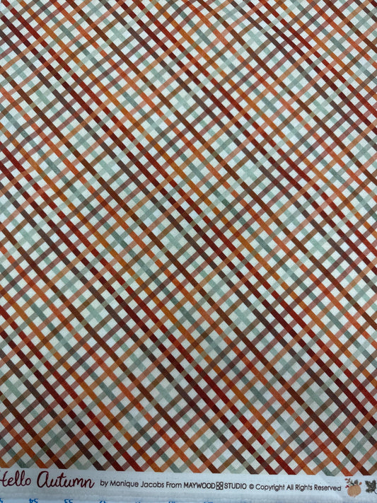 Hello autumn Diagonal Plaid, Monique Jacobs Maywood studio fall Thanksgiving fabric sold by the Half yard