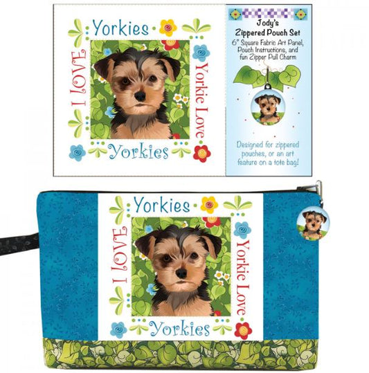Jody Houghton Printed Fabric Zipper Pouch Set   Yorkie Dog   with Zipper Pull