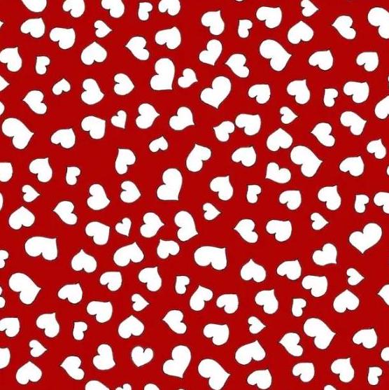 Quality fabric-Loralie Designs Little Red Hearts on White