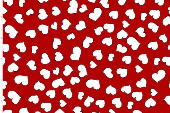 Loralie Designs Little Red Hearts on White - By the 1/2 yard - cut continuously